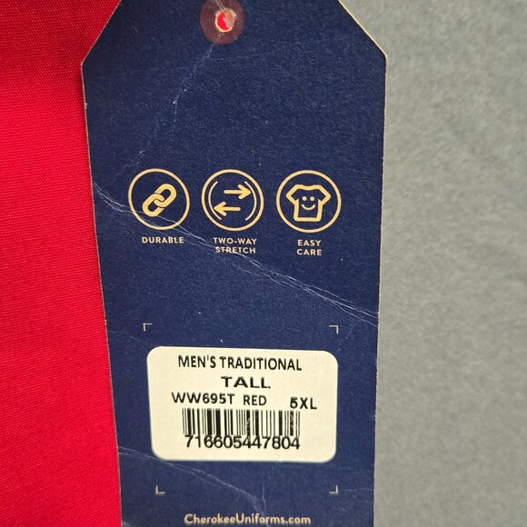 NWT Cherokee Mens 5XL Tall Red 4 Pocket Utility Scrub Top - Picture 5 of 7